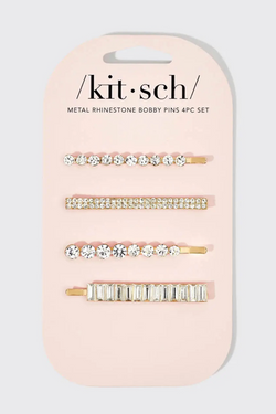 Metal Rhinestone Bobby Pins (4pc)