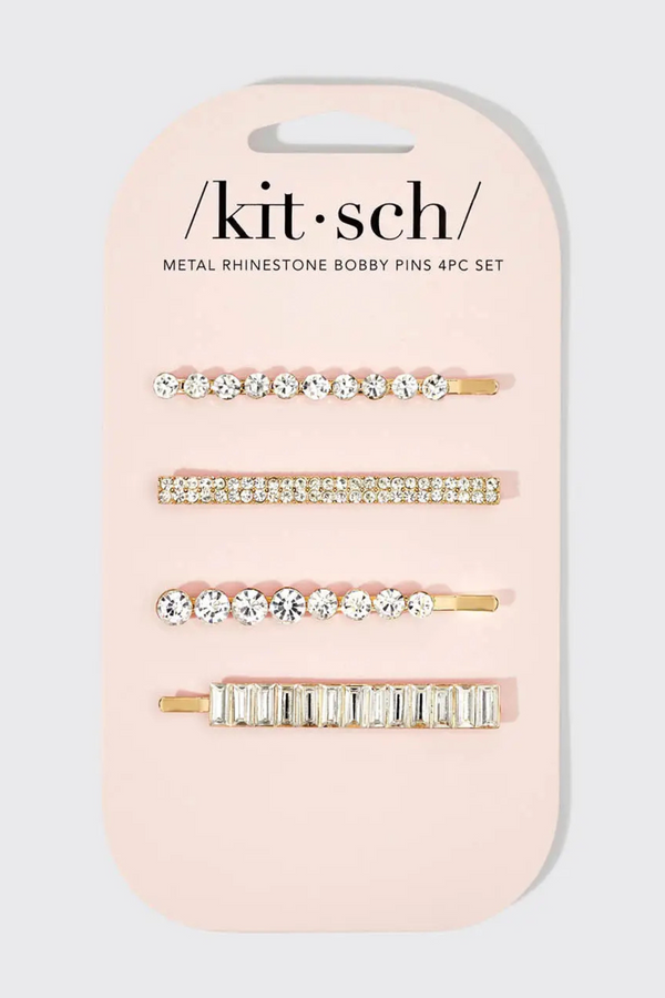 Metal Rhinestone Bobby Pins (4pc)