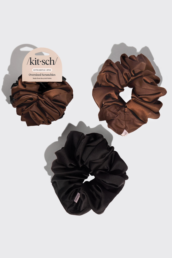 Black + Chocolate Oversized Scrunchies
