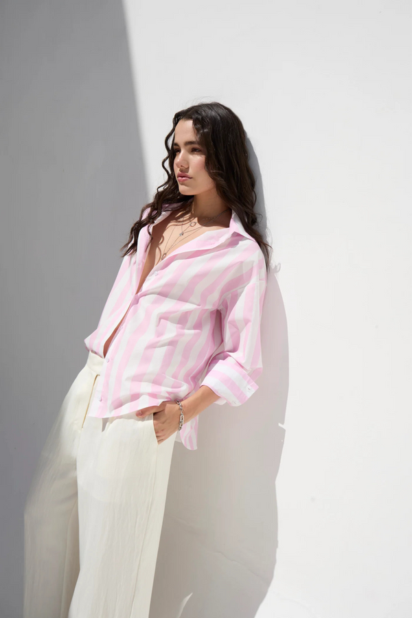 Vincenzo Pink Striped Top
