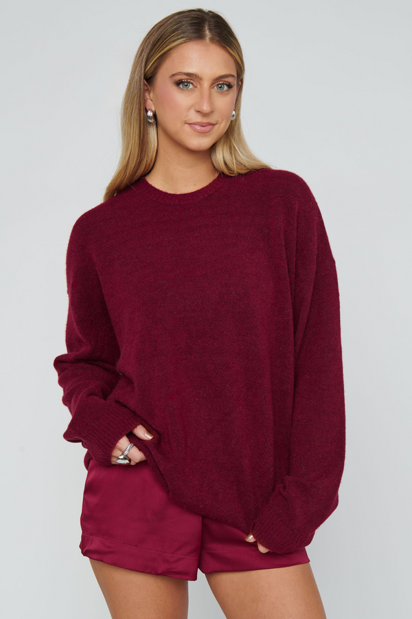 Feel Good Maroon Knit Sweater