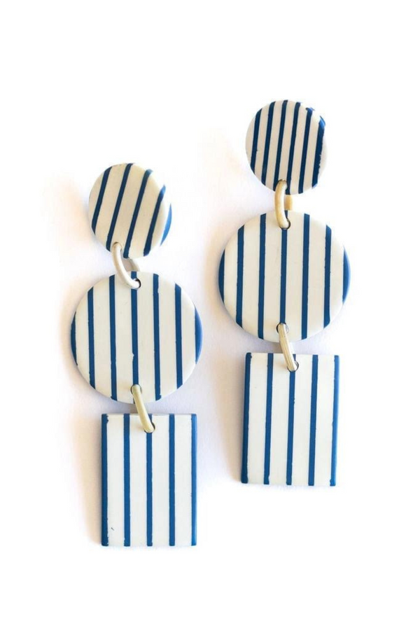 Blue Stripe Harbor Earrings