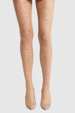 Glitter Nude Fishnet Tights