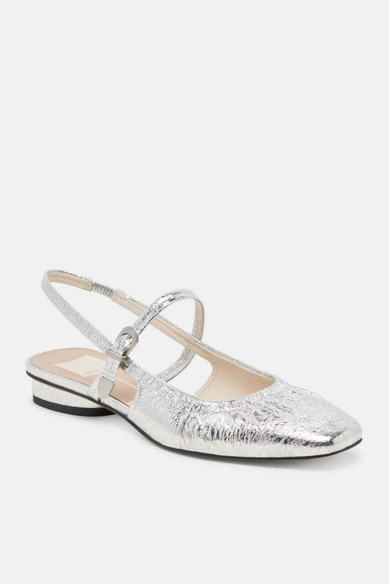 Rianne Silver Distressed Leather Flat