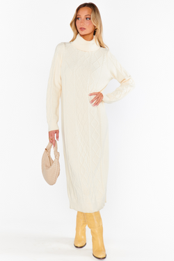 Montreal Cream Midi Dress