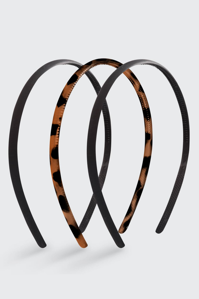 Thin Non-Slip Plastic Headbands (3pc)