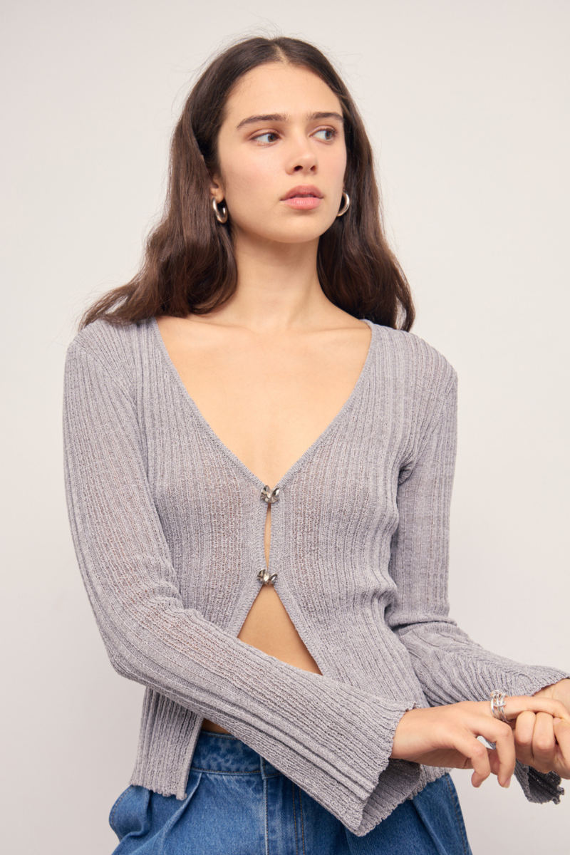 Marit Grey Marle Knit Top