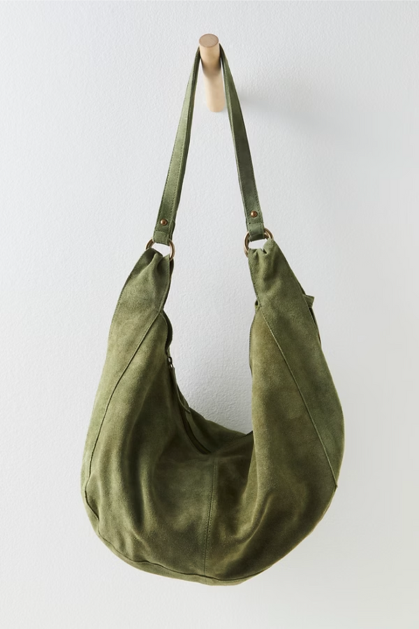 Roma Olive Moss Suede Tote Bag