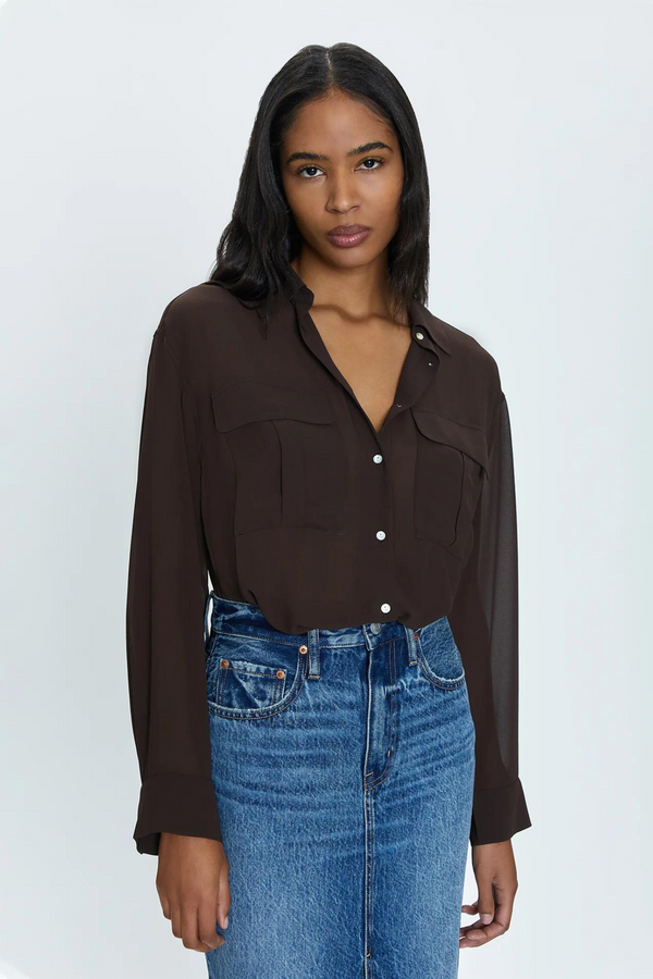 Reese Dark Roast Sheer Blouse