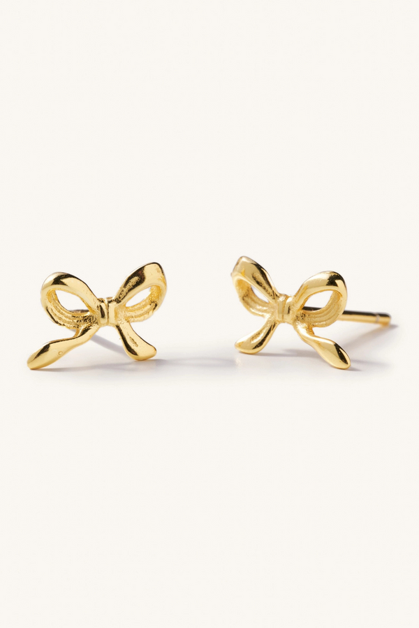 Dainty Gold Bow Studs