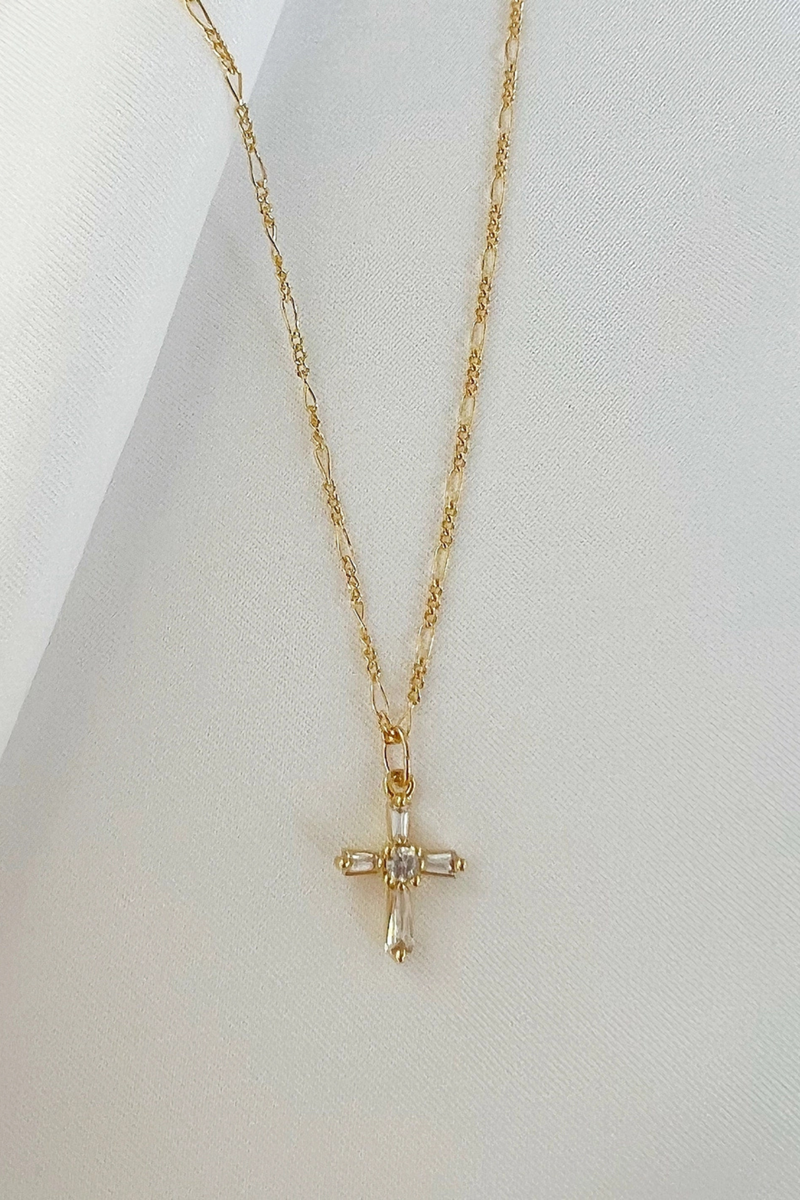 Petite CZ Cross Pendant Necklace