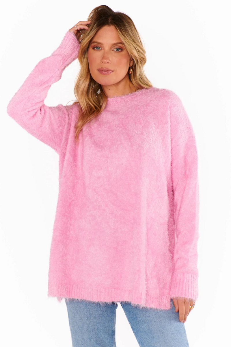 Bonfire Pink Fuzzy Knit Sweater