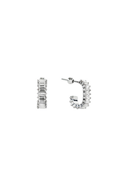 Silver Squared Diamond Hoops