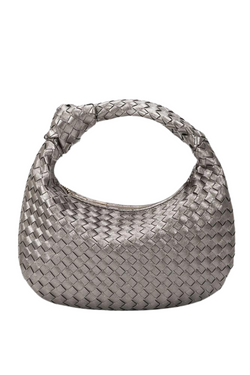 Drew Small Metallic Pewter Top Handle Bag