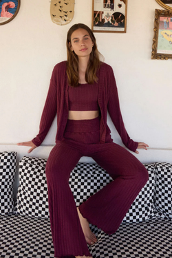 Mara Merlot Rib Cardigan