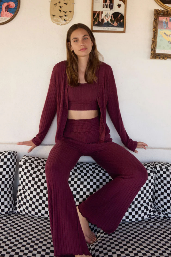 Mara Merlot Rib Cardigan