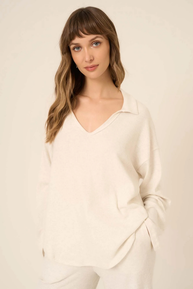 Zoey Oatmeal Brushed Rib Top