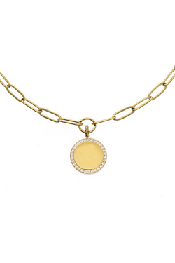 Gold Diamond Paperclip Coin Necklace