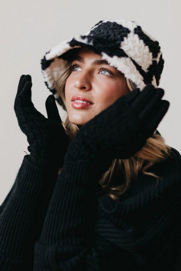 3 in 1 Cable Knit Gloves / Black