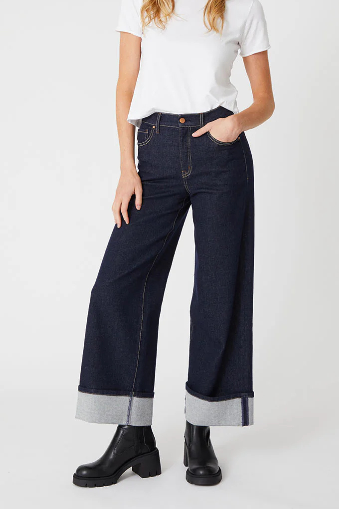 Tribeca Stay Blue Wide Cuff Denim