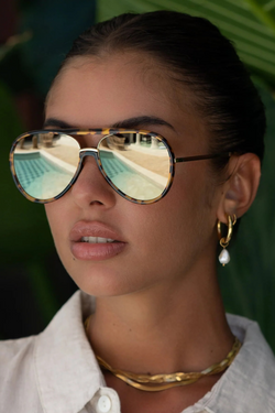 Shay Tortoise/Gold Mirror Acetate Sunglasses