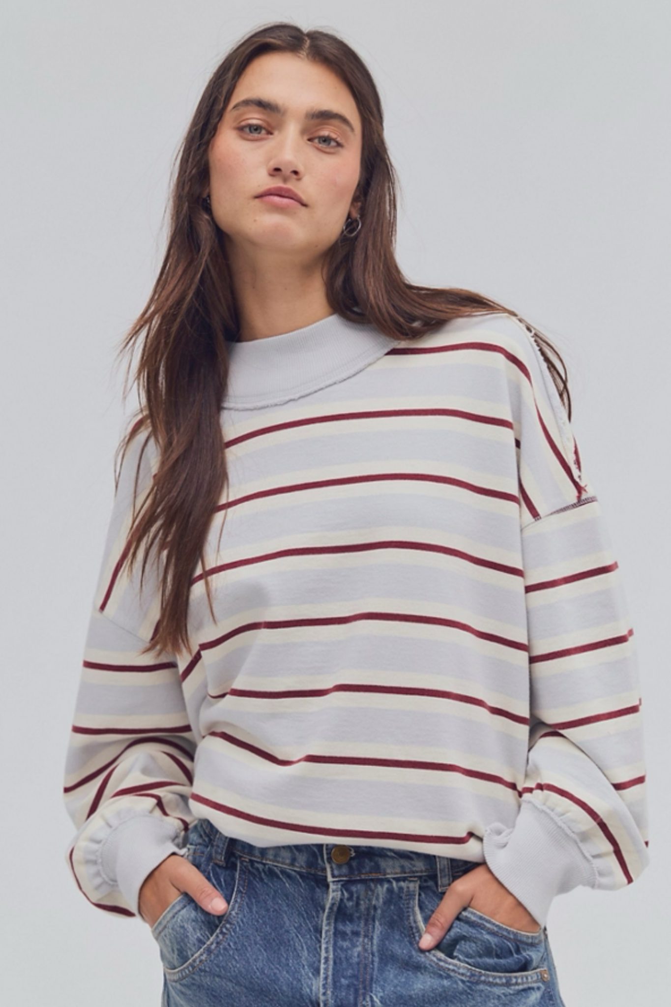 Palm Springs Washed Blue Striped Pullover
