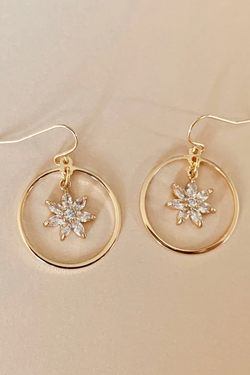 Crystal Flower Hoop Earrings