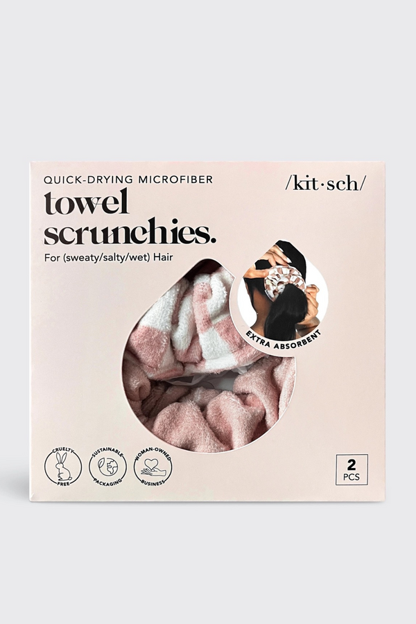 Terracotta Checker Towel Scrunchie (2pc)