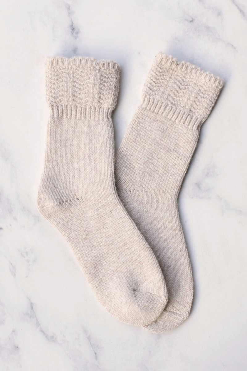 Charlotte Oatmeal Wool/Cashmere Socks