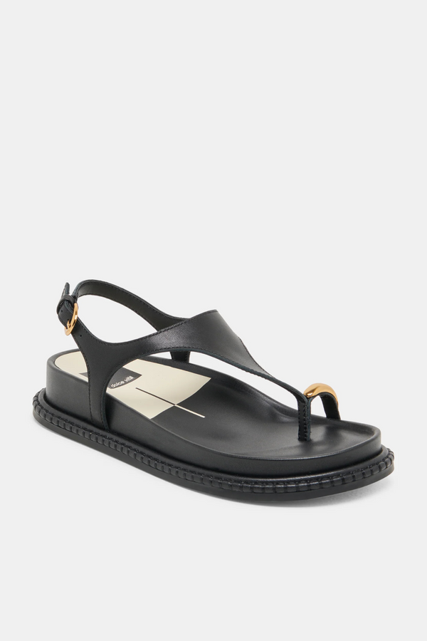 Stefan Black Leather Sandal