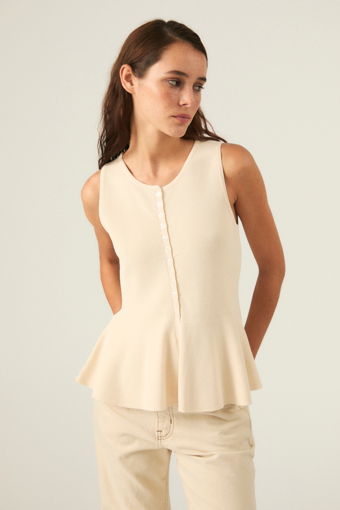Puglia Ecru Knit Tank