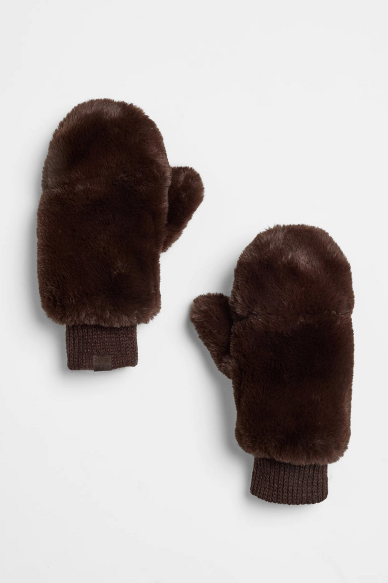 Chocolate Faux Fur Mittens