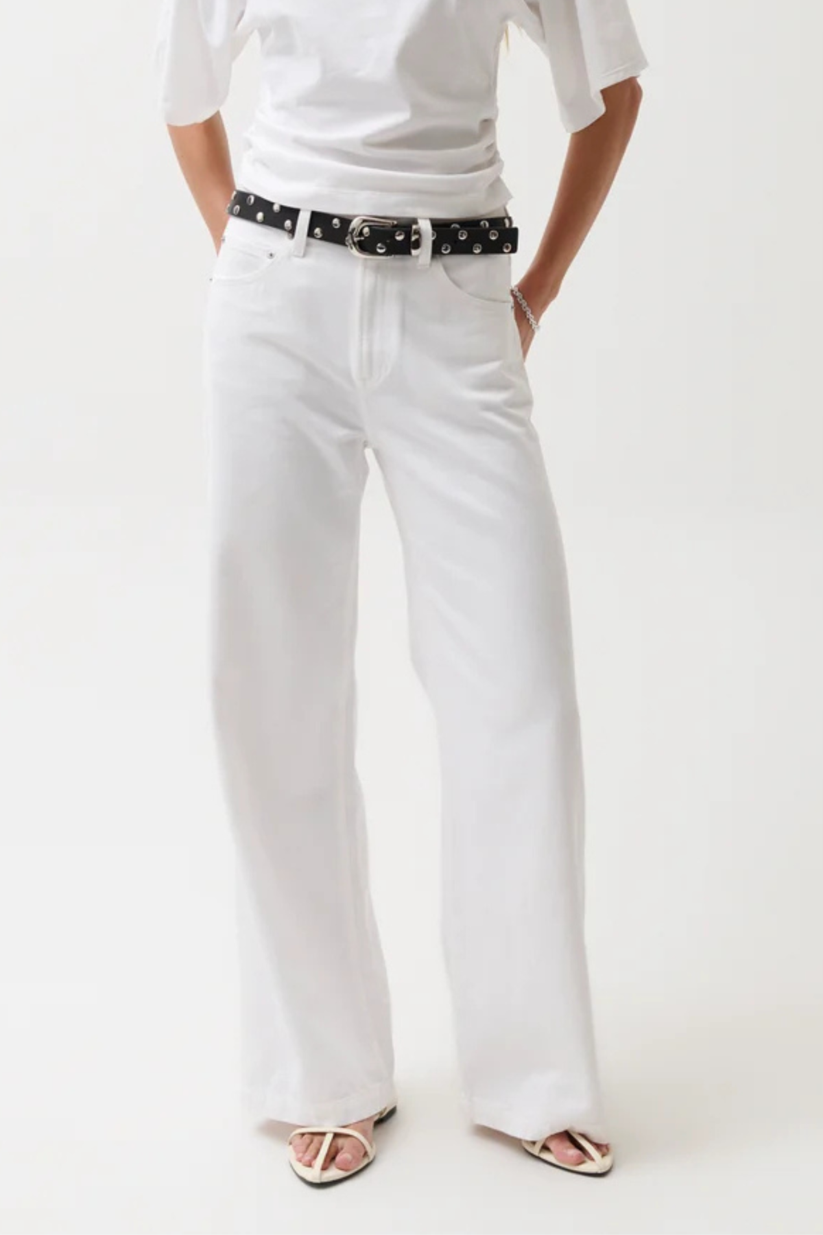 Jadyn Vivid White Low Slung Palazzo