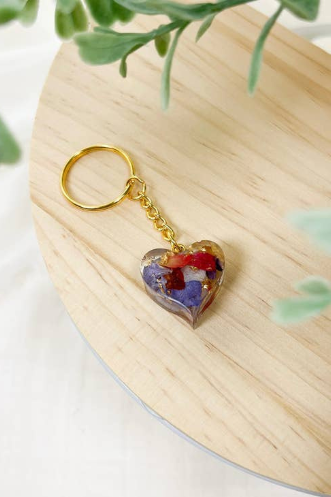 Heart Flower Petal Keychain
