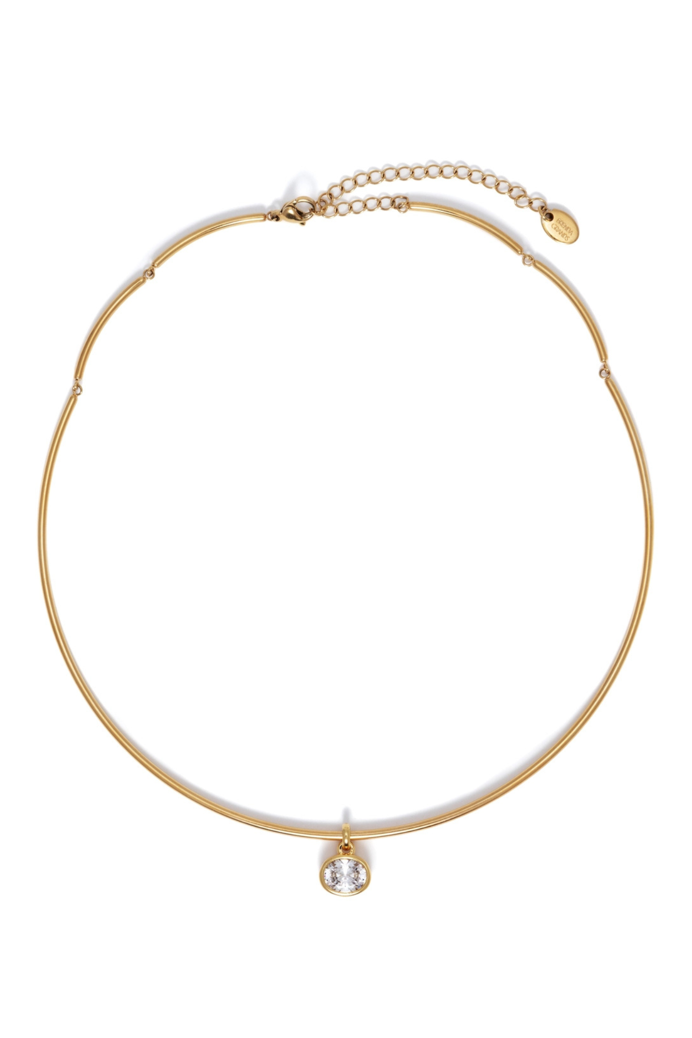 18K Gold Oval Crystal Collar Necklace
