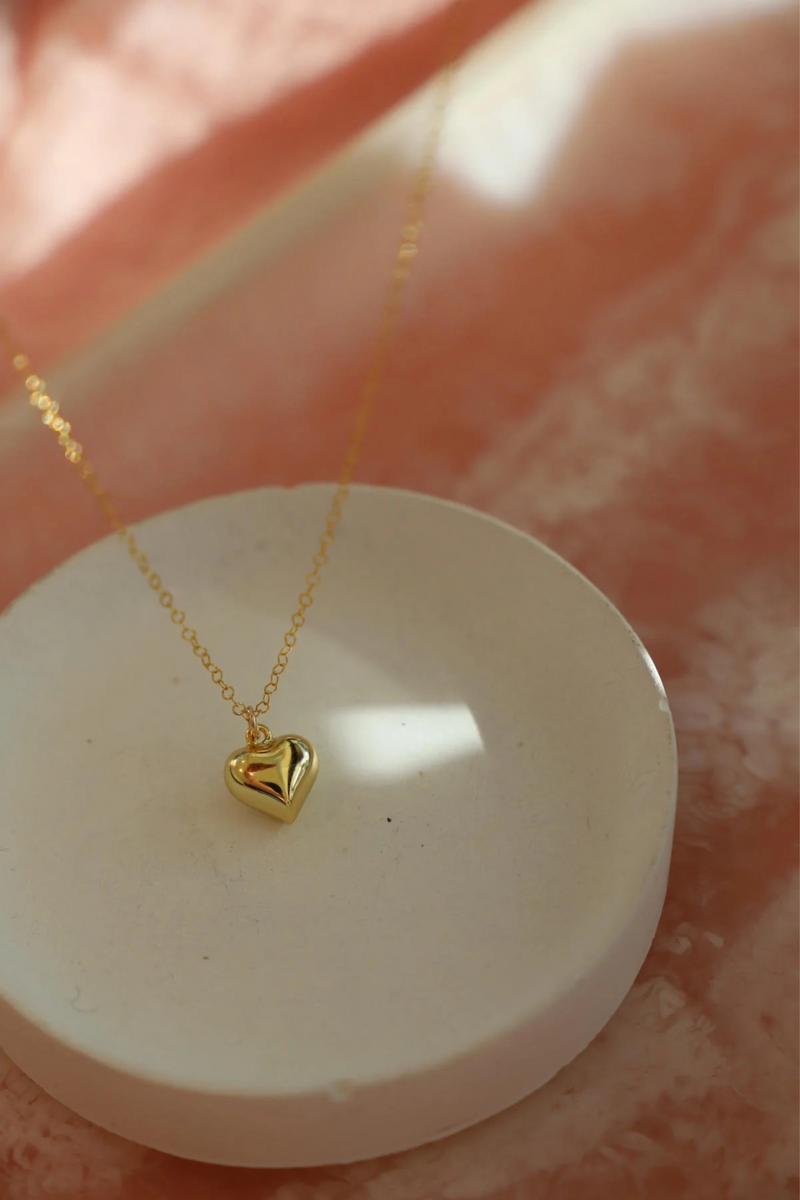 Clara Gold Puff Heart Necklace