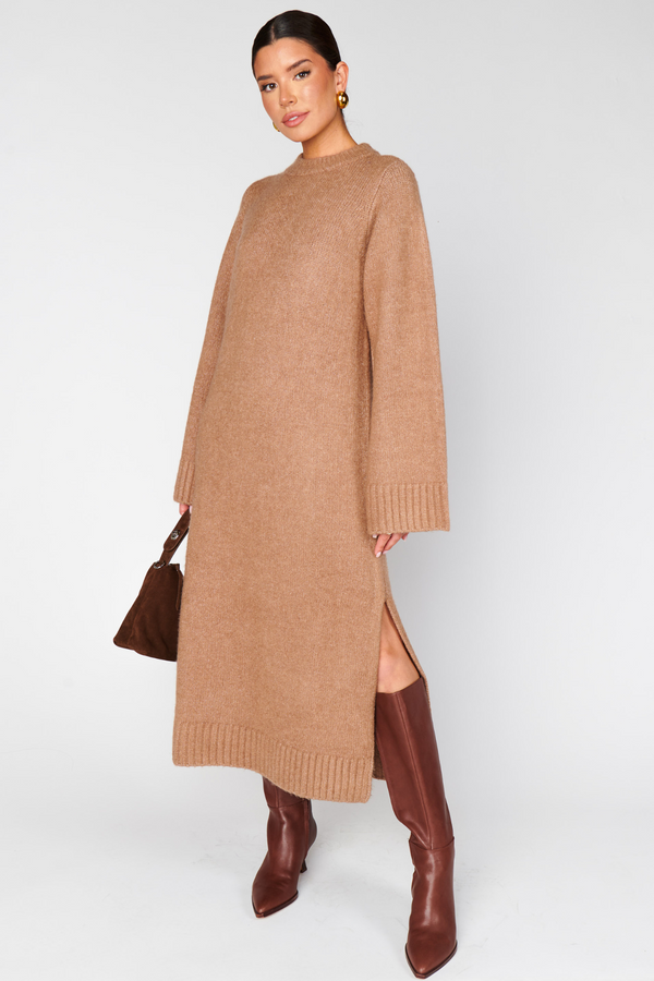 Lorraine Maple Knit Sweater Dress