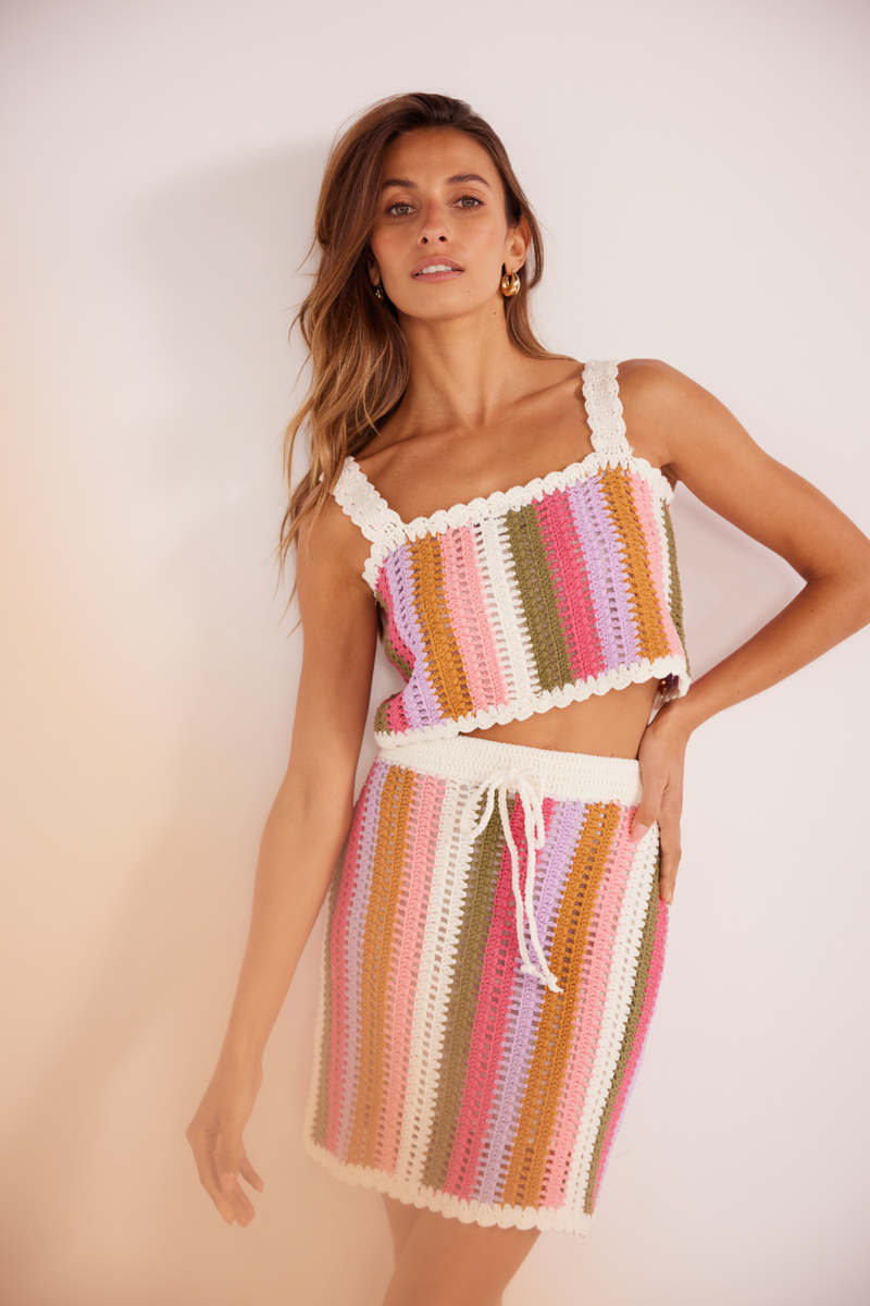 Lito Stripe Crochet Mini Skirt