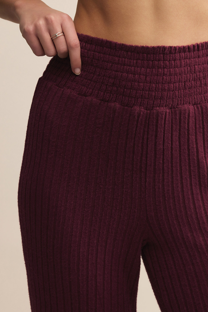 Dawn Merlot Smocked Rib Pant