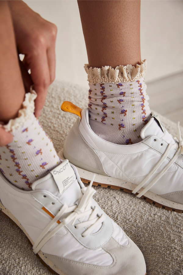 Rosebud Pink Waffle Knit Socks