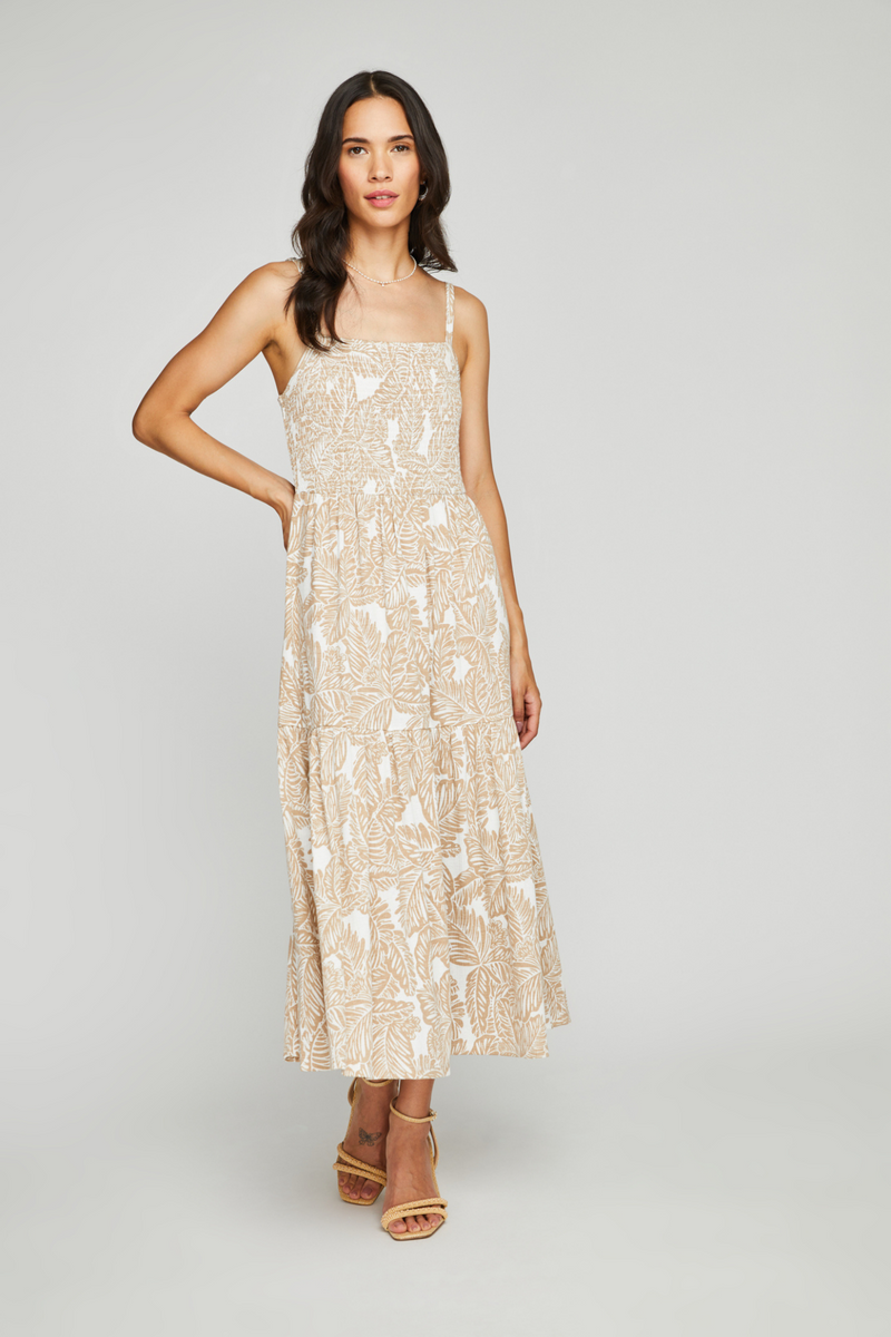 Florence Almond Tropic Midi Dress