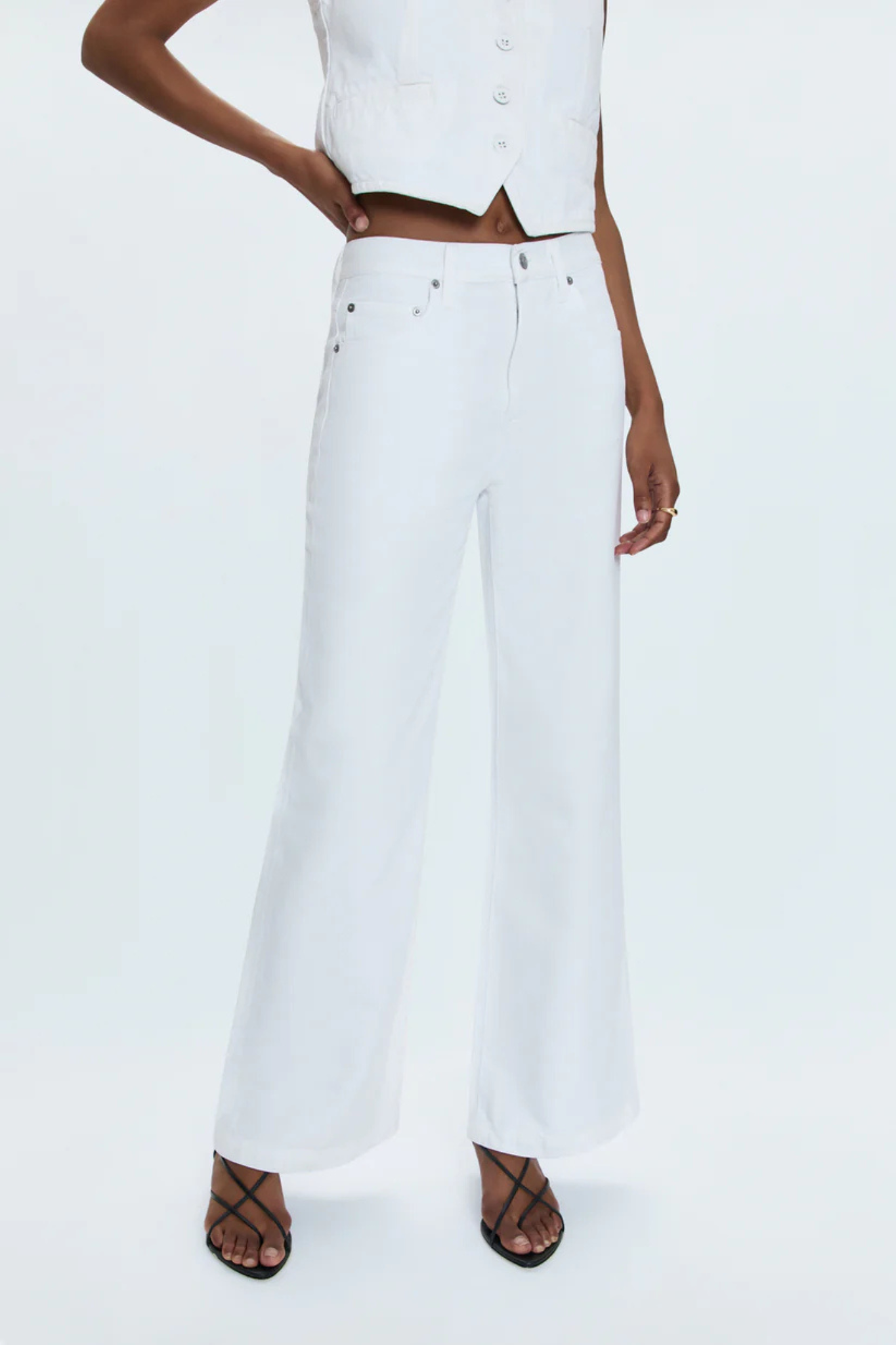 Jadyn Vivid White Low Slung Palazzo