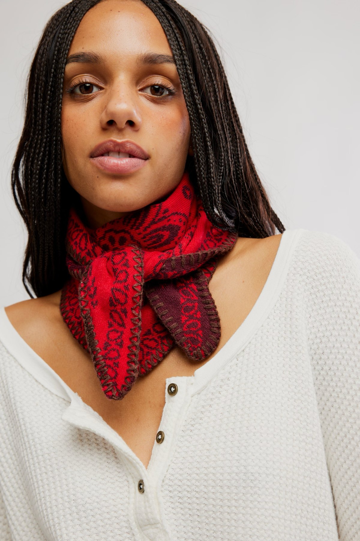 Carmen Wine Knitted Triangle Scarf
