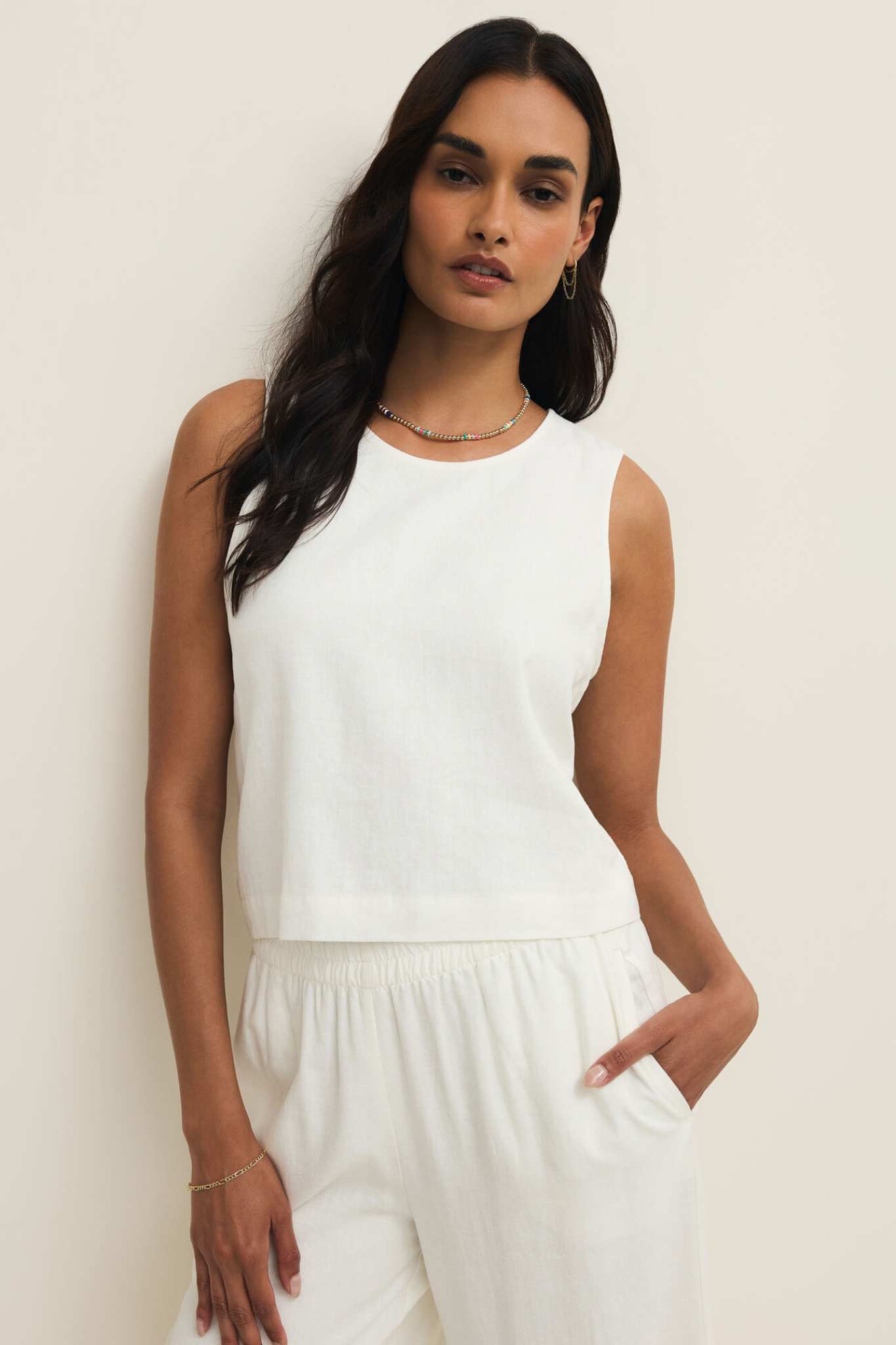 Sloane White Linen Tank