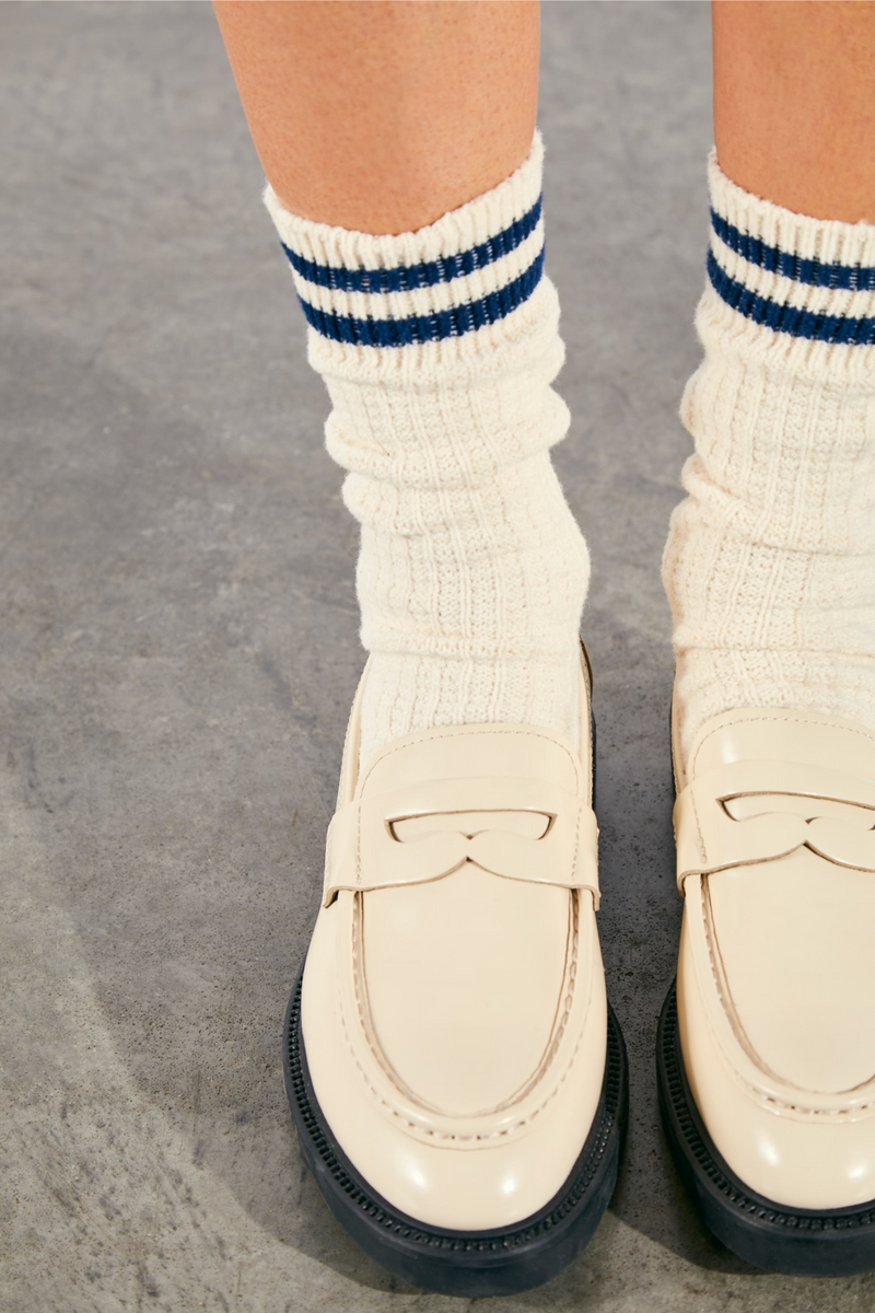 Jackson Navy Cozy Stripe Socks