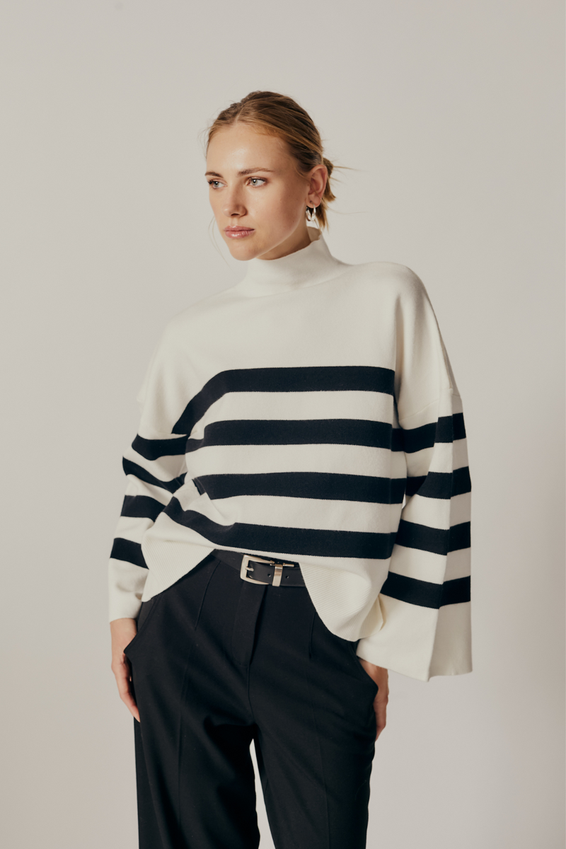 Livia Stripe Turtleneck Sweater