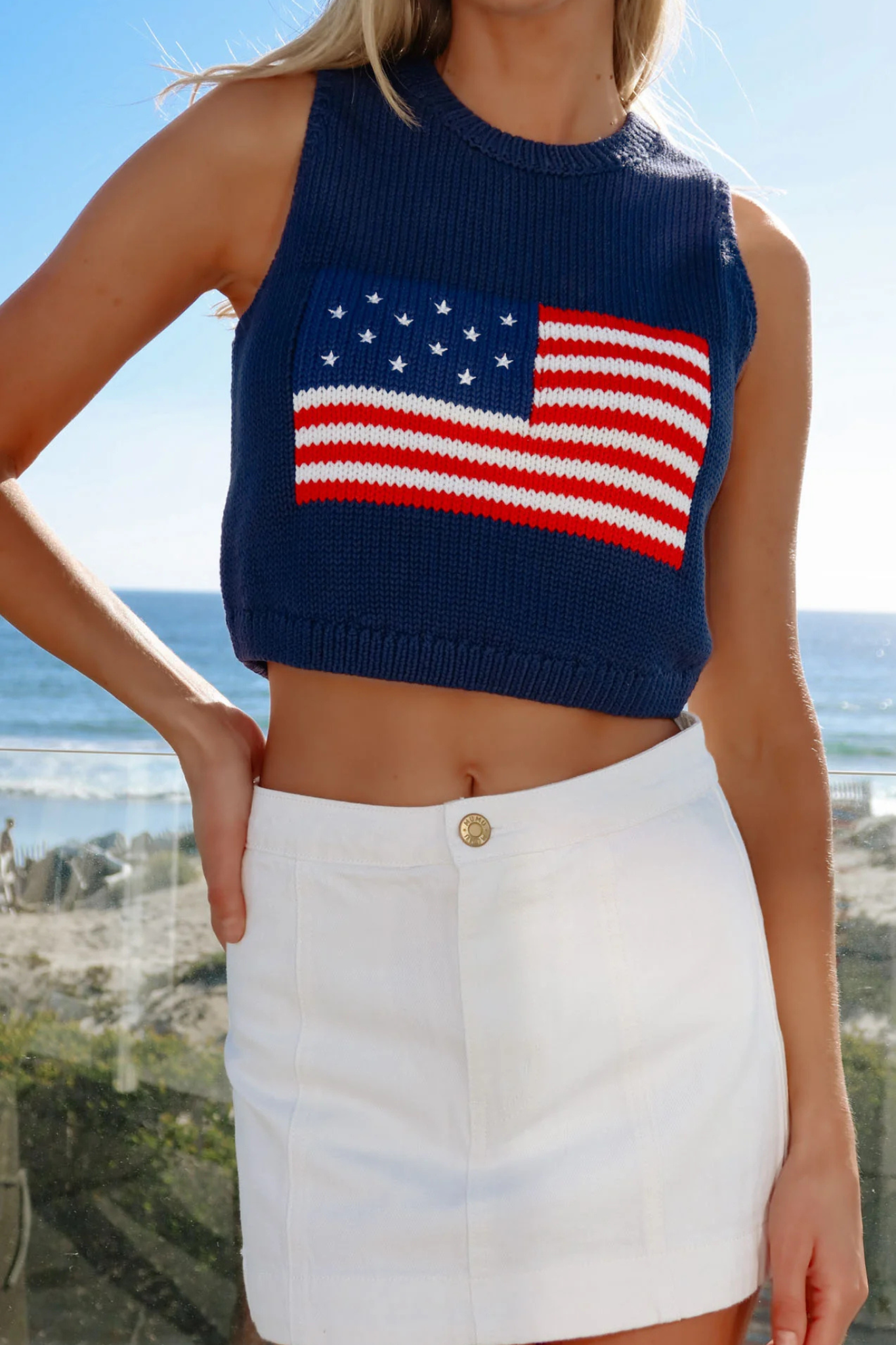 Milo Navy Flag Knit Tank
