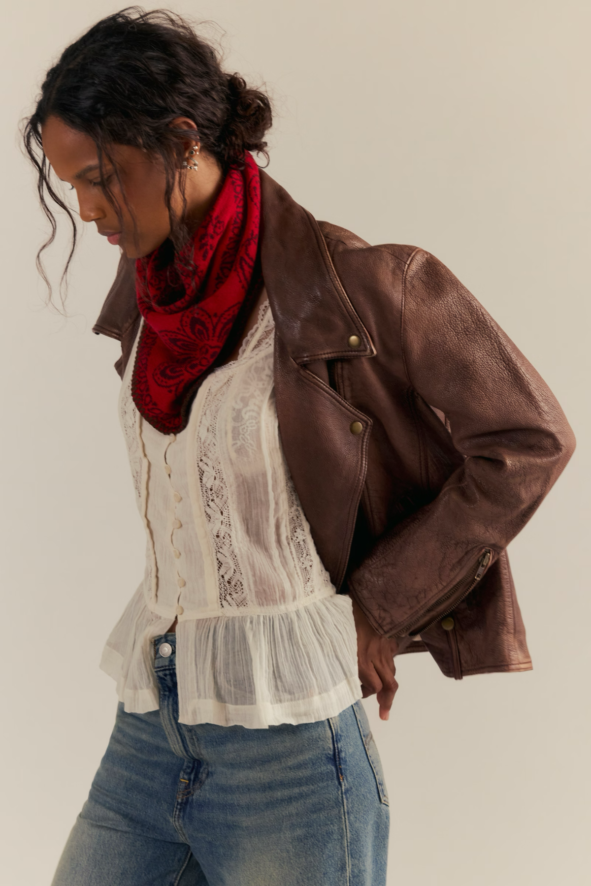 Carmen Wine Knitted Triangle Scarf