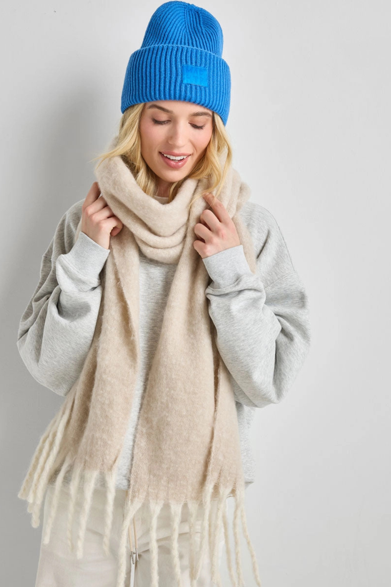 Cobalt Ribbed Knit Beanie