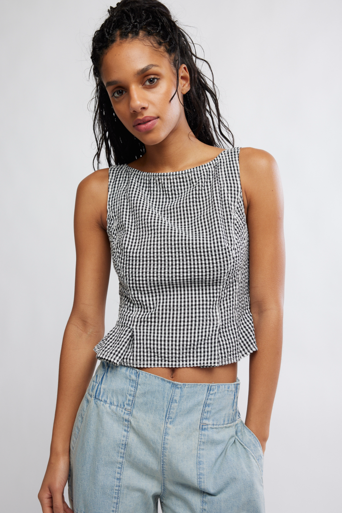 Sunfaded Checked Tank